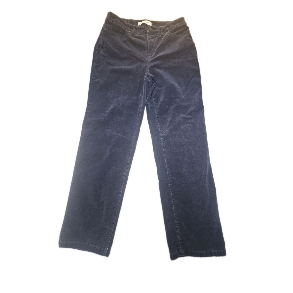 Croft & Barrow Corduroy Pants Womens 8 Navy Blue Stretch Soft Velvet Trousers